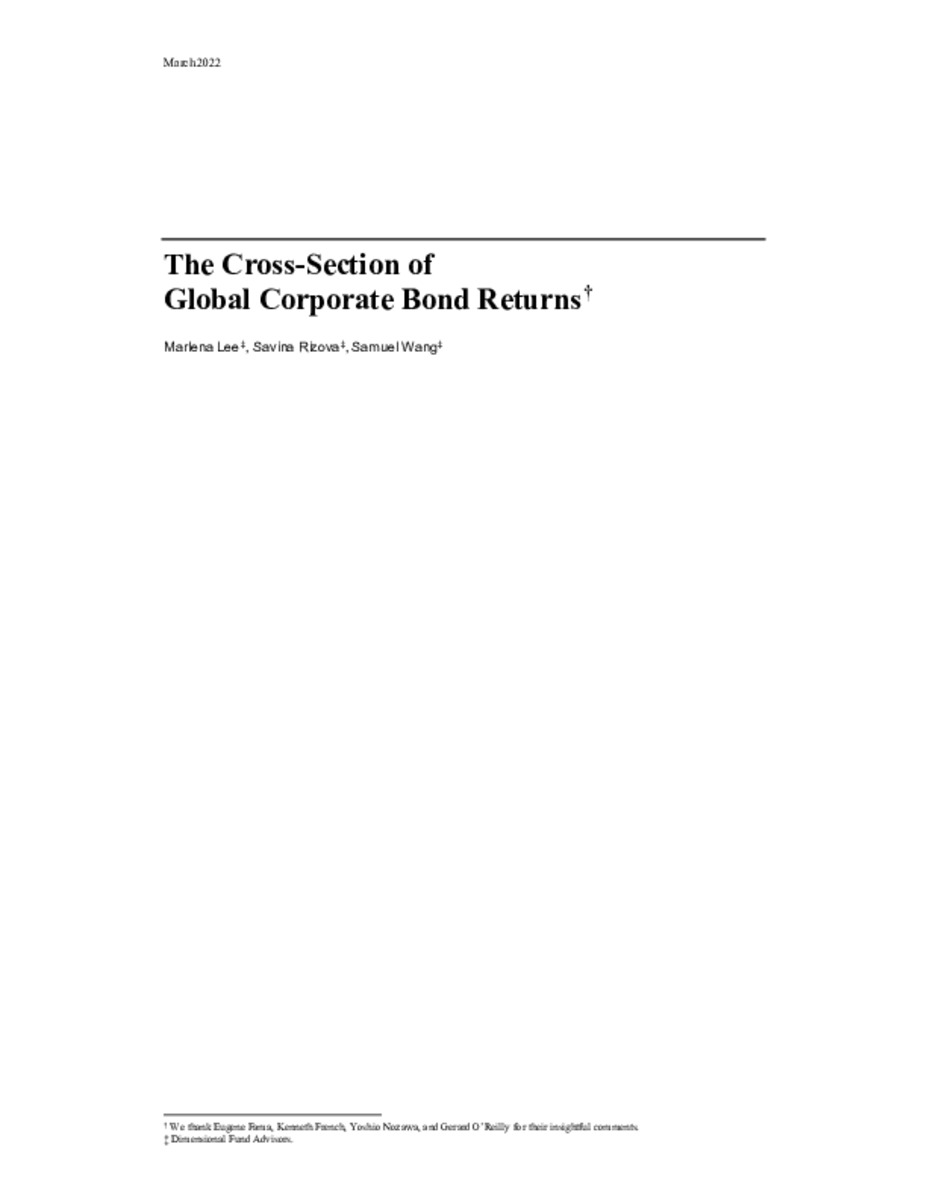 The Cross-Section of Global Corporate Bond Returns (28 pages)