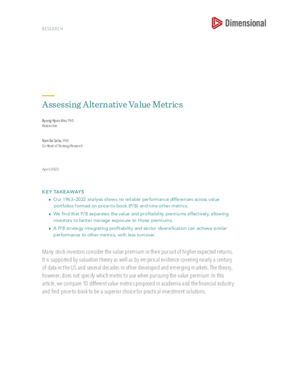 Assessing Alternative Value Metrics