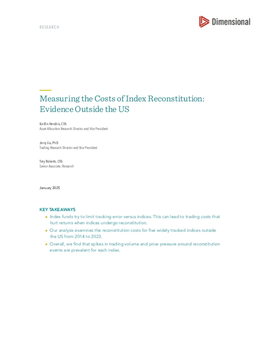 Measuring the Costs of Index Reconstitution: Evidence Outside the US